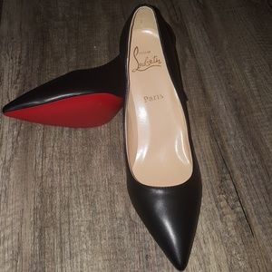 Black Louboutin Paris Apostrophy Pointe pumps